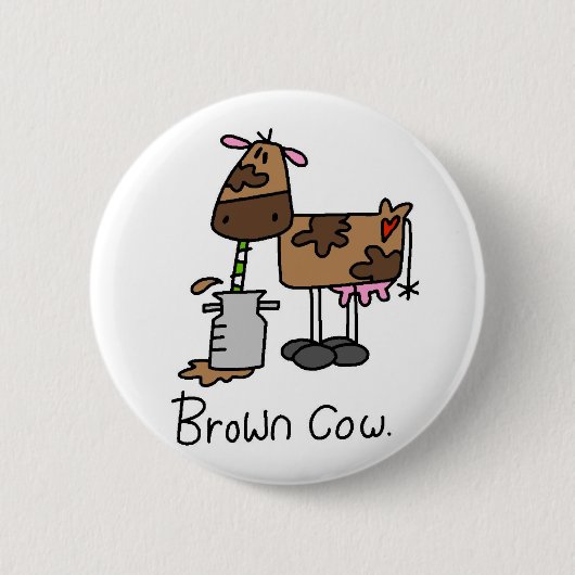 Brown-Kuh-T - Shirts und Geschenke Button (Vorderseite)