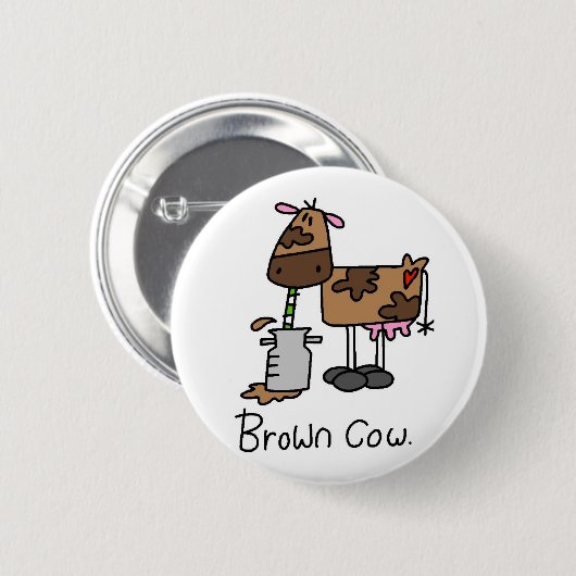 Brown-Kuh-T - Shirts und Geschenke Button (Vorne & Hinten)