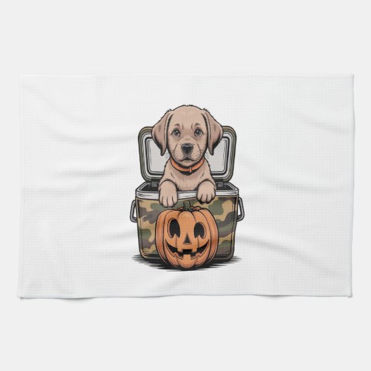 Brown Lab Dog Halloween Spooky Geschirrtuch (Horizontal)
