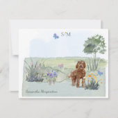 Brown Labradoodle Dog Butterfly Monogramm und Name Mitteilungskarte (Vorderseite)