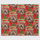 Brown Labradoodle Dog Lover Gemustert Weihnachten Geschenkpapier (Flach)