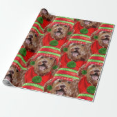 Brown Labradoodle Dog Lover Gemustert Weihnachten Geschenkpapier (Ungerollt)