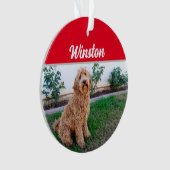 Brown Labradoodle Hund mit Name Foto Weihnachten Ornament (Vorderseite)