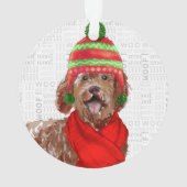 Brown Labradoodle Hund mit Name Foto Weihnachten Ornament (Rückseite)