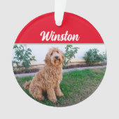 Brown Labradoodle Hund mit Name Foto Weihnachten Ornament (Vorderseite)
