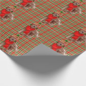 Brown Labradoodle Hund Rotes Grün Karierter Weihna Geschenkpapier (Ecke)