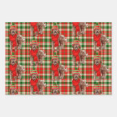 Brown Labradoodle Weihnachtshund und Feiertag Kari Geschenkpapier Set (Vorderseite 3)