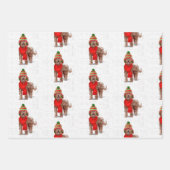 Brown Labradoodle Weihnachtshund und Feiertag Kari Geschenkpapier Set (Vorderseite 2)