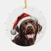 Brown Labrador Dog Christmas Personalized Keramik Ornament (Vorne)