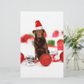Brown Labrador Dog Christmas w Geschenke Weihnacht Briefpapier (Stehend Vorderseite)
