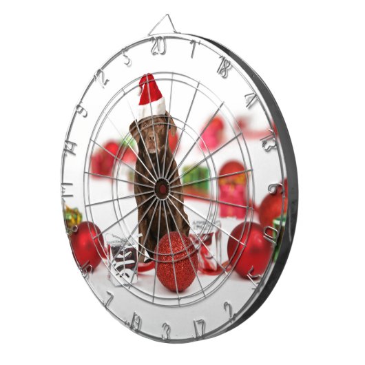 Brown Labrador Dog Christmas w Geschenke Weihnacht Dartscheibe (Vorderseite rechts)