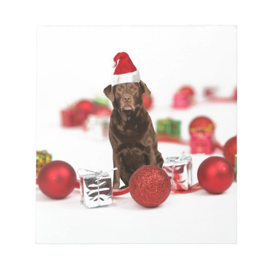 Brown Labrador Dog Christmas w Geschenke Weihnacht Notizblock (Vorderseite)