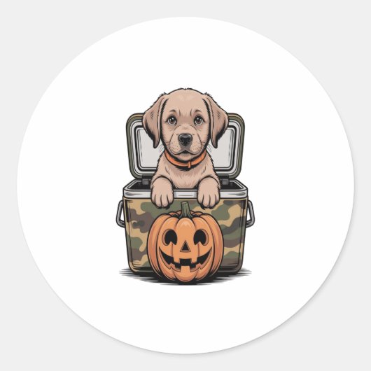 Brown Labrador Hund Halloween Spooky Runder Aufkleber (Vorderseite)