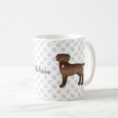 Brown Labrador Retriever Cartoon Dog & Name Kaffeetasse (VorderseiteRechts)