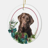 Brown Labrador Retriever Evergreen Berry Wreath Keramik Ornament (Links)