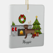 Brown Labrador Retriever - Festlicher Weihnachtsra Keramikornament (Rechts)