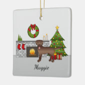 Brown Labrador Retriever - Festlicher Weihnachtsra Keramikornament (Links)