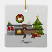 Brown Labrador Retriever - Festlicher Weihnachtsra Keramikornament (Rückseite)