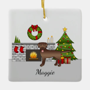 Brown Labrador Retriever - Festlicher Weihnachtsra Keramikornament
