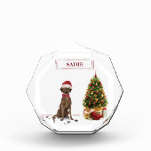 Brown Labrador Retriever Funny Christmas Dog Tree Fotoblock (Vorderseite)