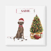 Brown Labrador Retriever Funny Christmas Dog Tree Magnet (Vorne)
