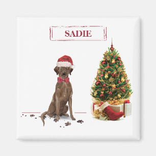 Brown Labrador Retriever Funny Christmas Dog Tree Magnet