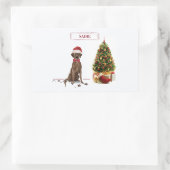 Brown Labrador Retriever Funny Christmas Dog Tree Rechteckiger Aufkleber (Tasche)