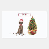 Brown Labrador Retriever Funny Christmas Dog Tree Rechteckiger Aufkleber (Vorderseite)