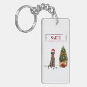 Brown Labrador Retriever Funny Christmas Dog Tree Schlüsselanhänger (Vorderseite links)