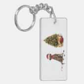 Brown Labrador Retriever Funny Christmas Dog Tree Schlüsselanhänger (Vorderseite links)