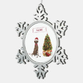 Brown Labrador Retriever Funny Christmas Dog Tree Schneeflocken Zinn-Ornament (Rechts)