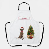 Brown Labrador Retriever Funny Christmas Dog Tree Schürze (Vorderseite)