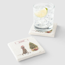 Brown Labrador Retriever Funny Christmas Dog Tree Steinuntersetzer