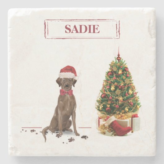 Brown Labrador Retriever Funny Christmas Dog Tree Steinuntersetzer (Vorderseite)