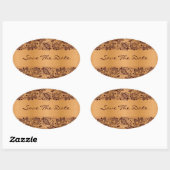 Brown Lace Blond Wood Grain Save the Date Ovaler Aufkleber (Blatt)
