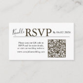 Brown landscape RSVP QR Code Card  Modern Wedding Begleitkarte (Vorderseite)
