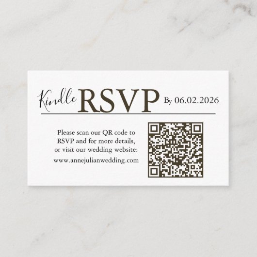 Brown landscape RSVP QR Code Card Modern Wedding Begleitkarte (Vorderseite)