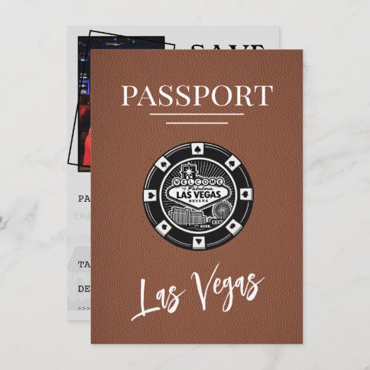 Brown Las Vegas Passport Save the Date (Vorne/Hinten)
