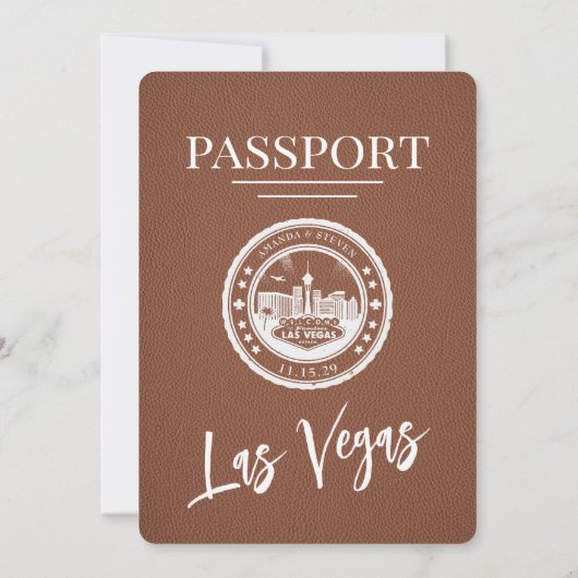 Brown Las Vegas Passport Wedding Einladung (Rückseite)