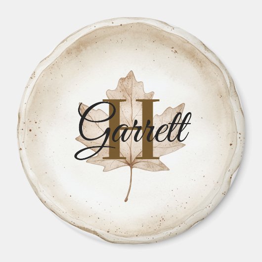 Brown Leaf Monogram Name Magnet (Vorne)