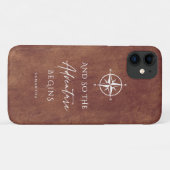 Brown Leather Adventure Personalisiert Case-Mate iPhone Hülle (Rückseite (Horizontal))