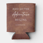 Brown Leather Adventure Personalisiert Dosenkühler (Vorderseite)