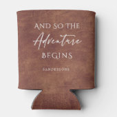 Brown Leather Adventure Personalisiert Dosenkühler (Rückseite)