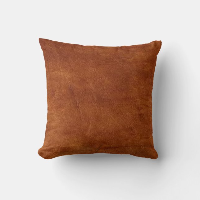 Brown Leather American MoJo Pillow Kissen (Vorderseite)