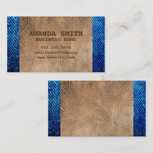 Brown Leather | Denim Visitenkarte (Vorne/Hinten)