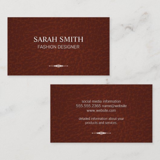Brown Leather | Elegantes Element Visitenkarte (Vorne/Hinten)