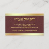 Brown Leather Gold Justice Scale Anwältin Visitenkarte (Rückseite)