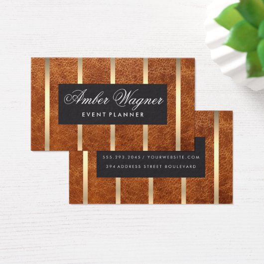 Brown Leather | Goldstreifen (Schreibtisch)