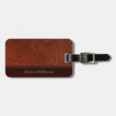 Brown Leather Look Gepäckanhänger (Vorderseite horizontal)