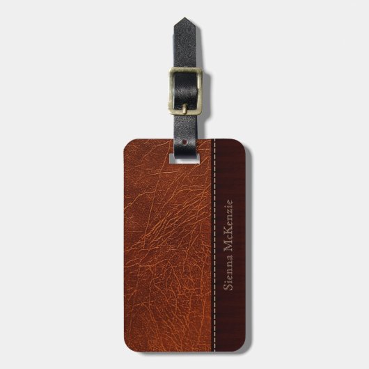 Brown Leather Look Gepäckanhänger (Vorderseite vertikal)